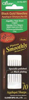 Clover Needlecraft Inc. Black Gold Applique Sharps sz10 6/pkg box/3