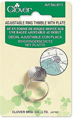 Clover Needlecraft Inc. Adjustable Ring Thimble with Plate