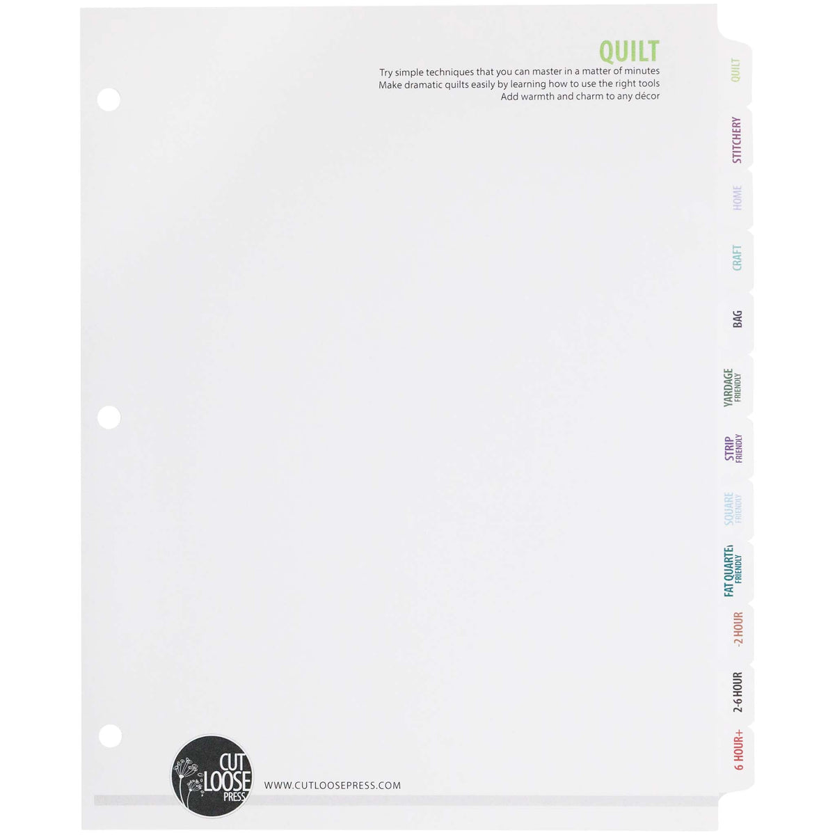 Cut Loose Press Pattern Binder Tabs