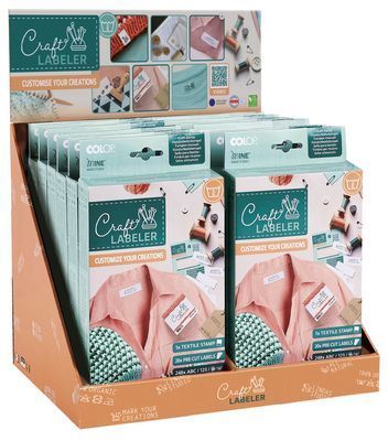 Colop Craft Labeler textile stamp set display
