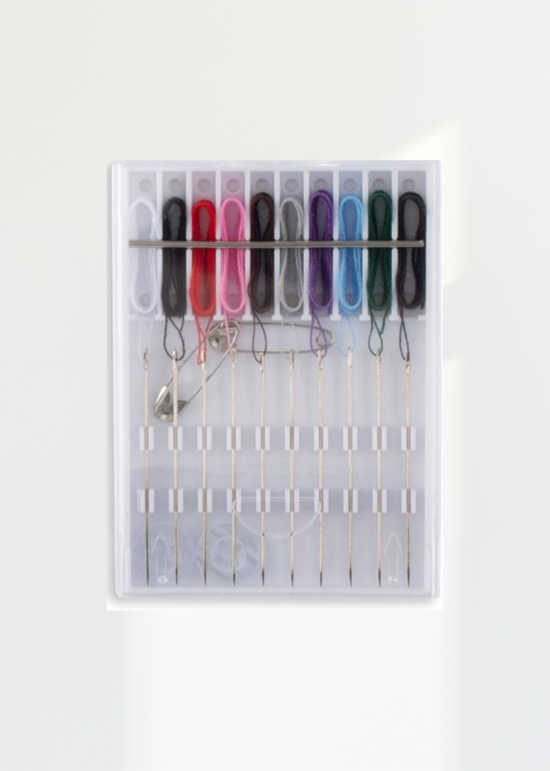 Compact Travel Pre-Threaded Sewing Kit - Clear