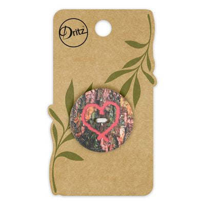 Dritz Recycled Coconut Heart 2hole Red 30mm 1ct
