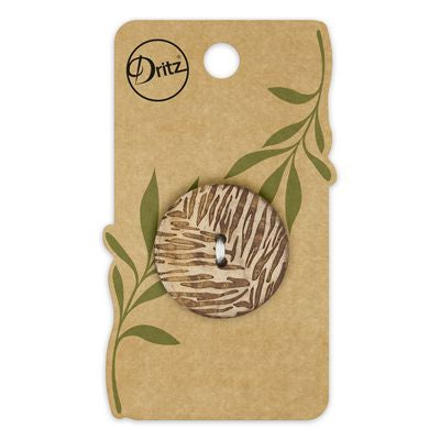 Dritz Recycled Coconut Print 2hole Brown 30mm 1ct