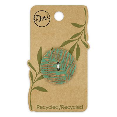 Dritz Recycled Coconut Print 2hole Green 30mm 1ct