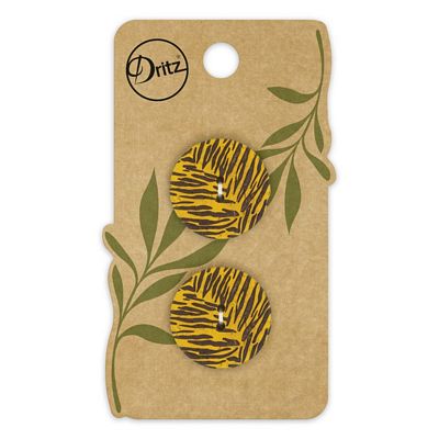 Dritz Recycled Coconut Print 2hole Mustard 30mm 1ct