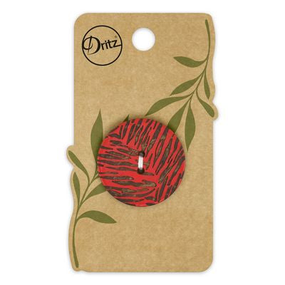 Dritz Recycled Coconut Print 2hole Red 30mm 1ct
