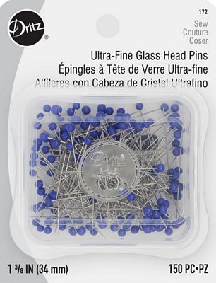 Dritz Ultra-Fine Glass Head Pins -Blue 150ct sz22 3/box