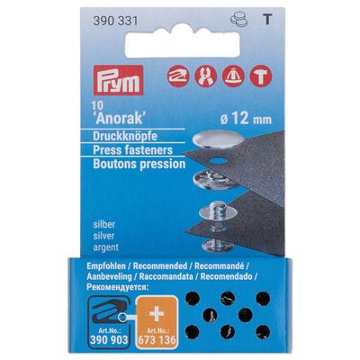 Prym Consumer Products Anorak 12 mm refill silver 10pc