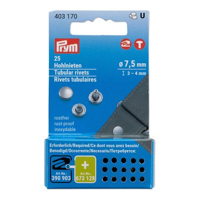 Prym Consumer Products Tubular Rivets, 7.5mm, 25 Pcs