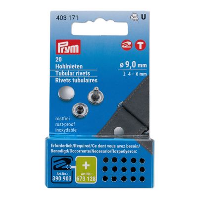 Prym Consumer Products Tubular Rivets, 9mm, 20 Pcs