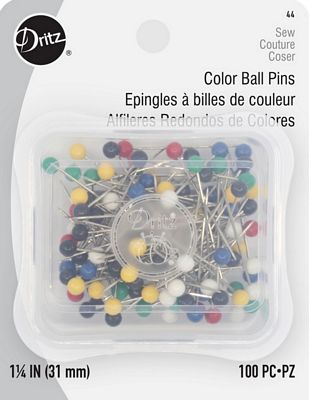 Dritz Color Ball Pins 1-1/4in 100ct 6/box