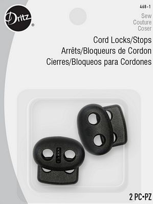 Dritz Wide Cord Stops Black 2ct 6/box
