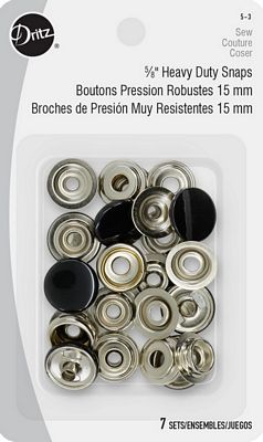 Dritz Heavy Duty Snaps-Black 5/8in(1.6cm) 7ct. size 24