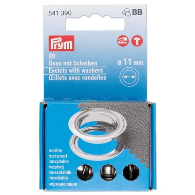 Prym Consumer Products Eyelets with washers 11mm silver 20 pcs