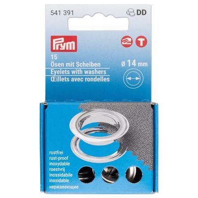 Prym Consumer Products Eyelets with washers 14mm silver 15 pc