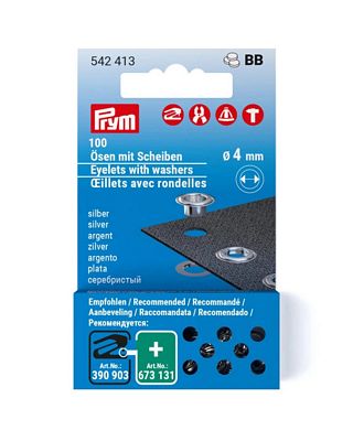 Prym Consumer Products Eyelets with Washers 4mm Refill Silver 100pc