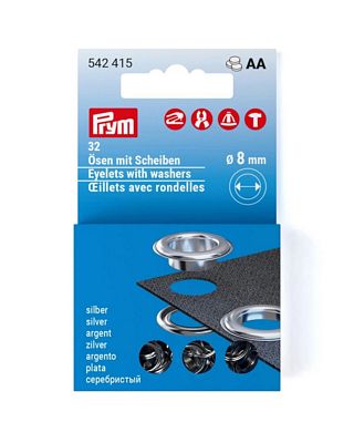 Prym Consumer Products Eyelets with Washers 8mm Refill Silver 32pc