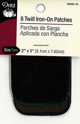 Dritz Twill Iron-On Patch Dark Assortment 8ct 6/box