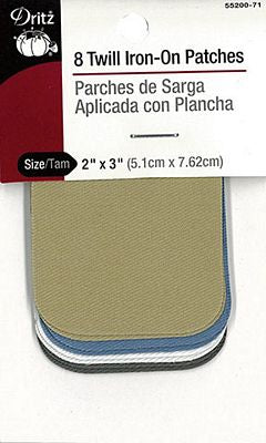 Dritz Twill Iron-On Patch Light Assortment 8ct 6/box