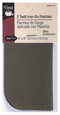 Dritz Twill Iron-On Patch Olive 2ct 6/box