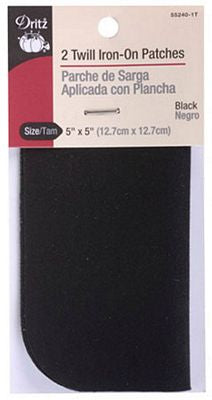 Dritz Twill Iron-On Patch Black 2ct 6/box