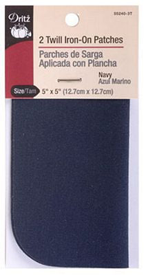 Dritz Twill Iron-On Patch Navy 2ct 6/box