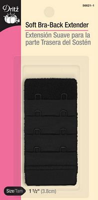 Dritz Soft Bra Back Extender Black 1-1/2in (3.8cm)