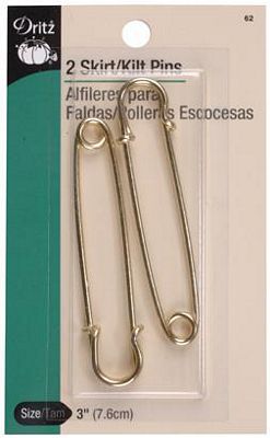 Dritz Skirt/Kilt Pins Brass 3in 2ct 3/box