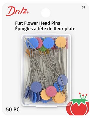 Dritz Flat Flower Head Pins 1 3/4" Asst. colors 50 pc