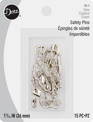 Dritz Nickel Safety Pins sz1 15ct 6/box