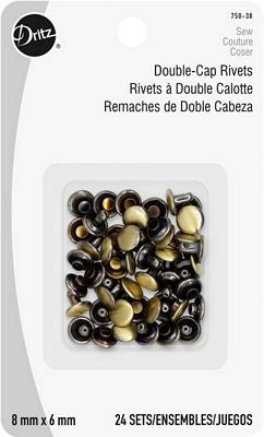 Prym Consumer Products Double-Cap Rivets, 24 Sets, Brushed Brass
