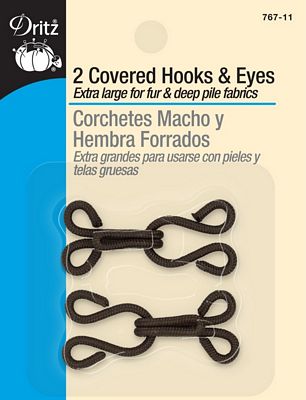 Dritz Covered Hooks & Eyes 2ct Brown 3/box