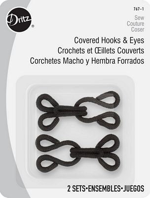 Dritz Covered Hooks & Eyes 2ct Black 3/box