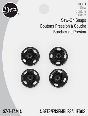 Dritz Sew-on Snaps Black 4ct. size 4