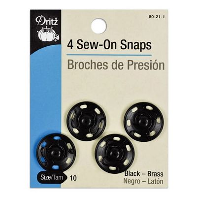 Dritz Sew-on Snaps-Black 4ct. sz.10