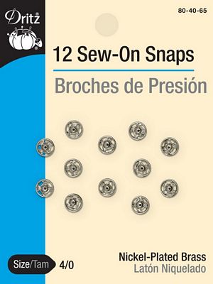 Dritz Sew-on Snaps Nickel 12ct. size 4/0