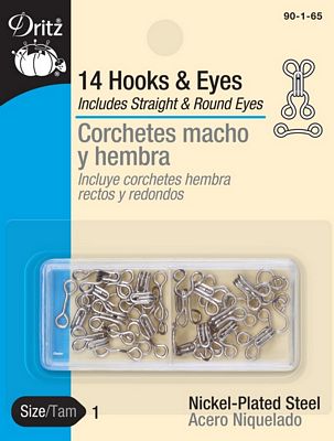 Dritz Hooks & Eyes Nickel 14ct. size 1