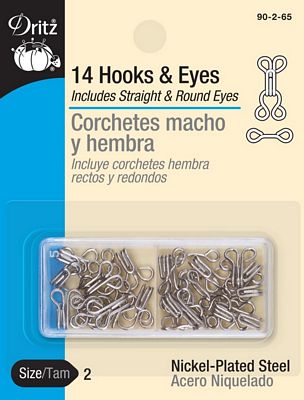 Dritz Hooks & Eyes Nickel 14ct. size 2
