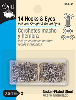 Dritz Hooks & Eyes Nickel 14ct. size 3