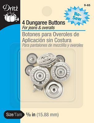 Dritz Dungaree Buttons Nickel 5/8in