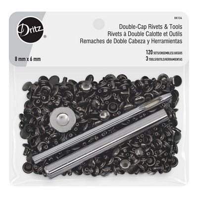 Prym Consumer Products Double-Cap Rivets & Tools, 120 Sets, Gunmetal