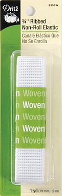 Dritz 3/4in White Ribbed Non-Roll Elastic 1yd 4/box