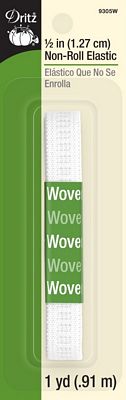 Dritz 1/2in White Flat Non-Roll Elastic 1yd 4/box