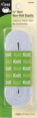 Dritz 1/4in White Knit Non-Roll Elastic 3yd 4/box