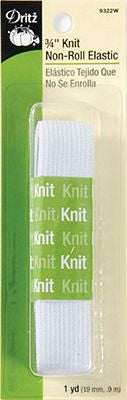 Dritz 3/4in White Knit Non-Roll Elastic 1yd 4/box