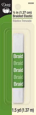Dritz 1/2in White Braided Elastic 1-1/2yd 4/box