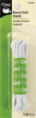 Dritz White Round Cord Elastic 5yd 4/box