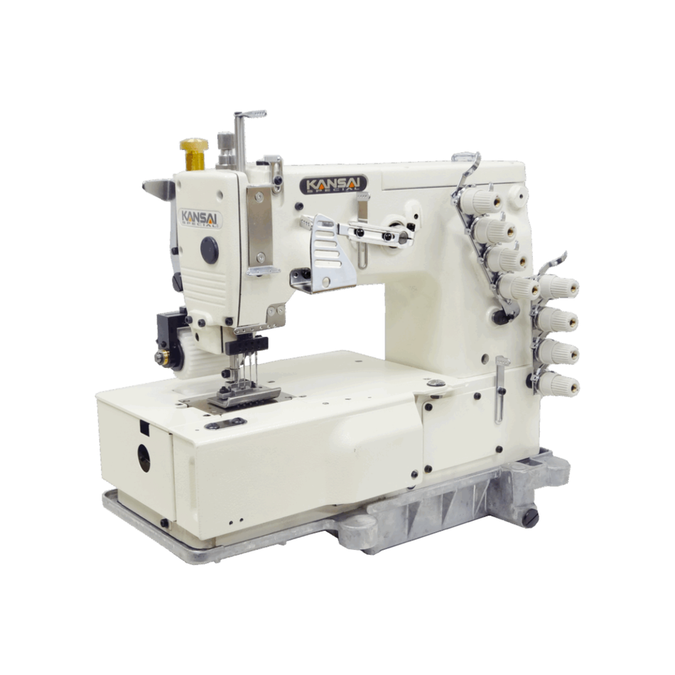 Kansai Special DFB SERIES - 12 Needle, Flat Bed, Double Chain Stitch Sewing Machine for Pintucking with Rear Puller *PTV-I is Model for Invisible Seaming