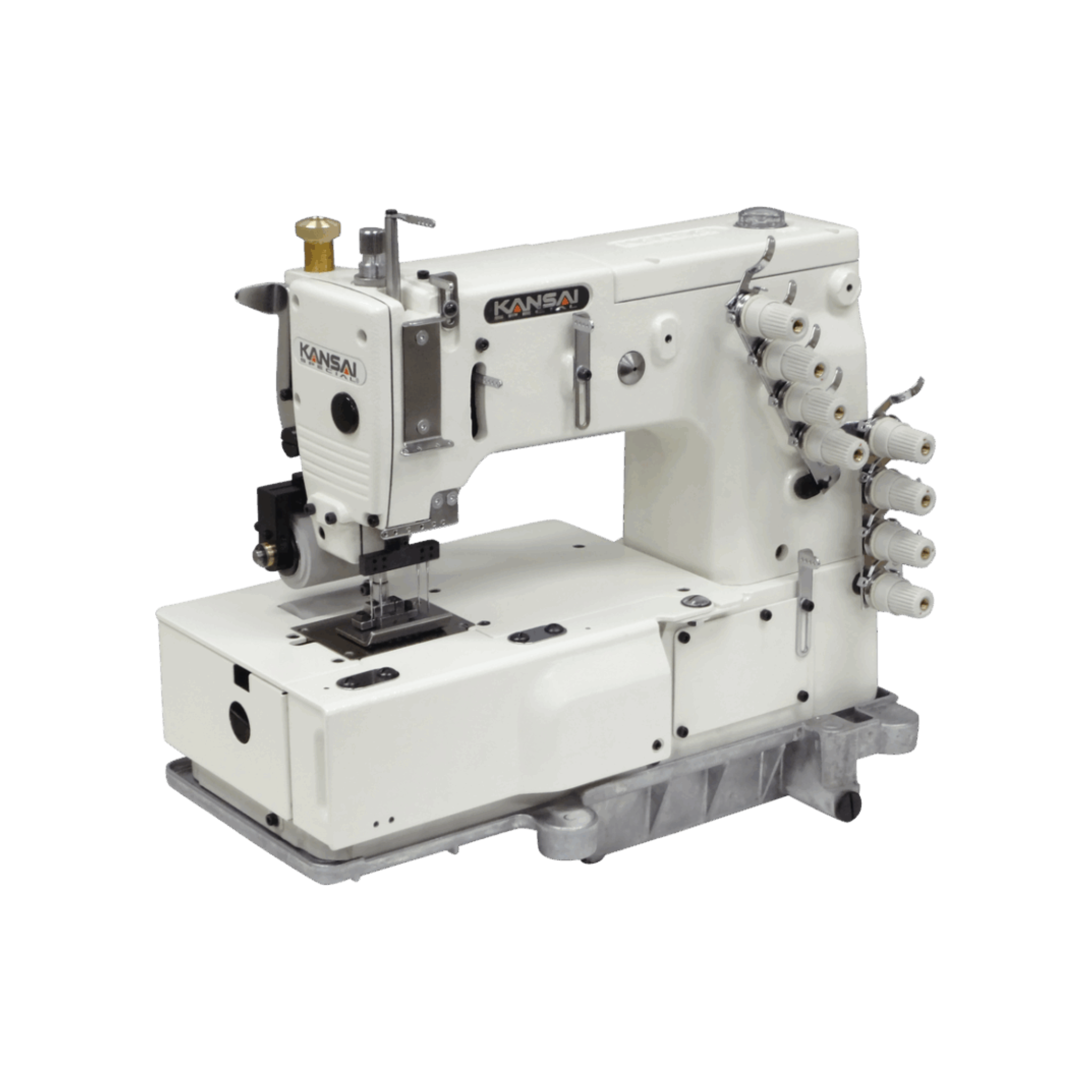 Kansai Special DFB SERIES - 4 Needle, Flat Bed, Double Chain Stitch Sewing Machine for Shirt Fronting with Smooth Puller