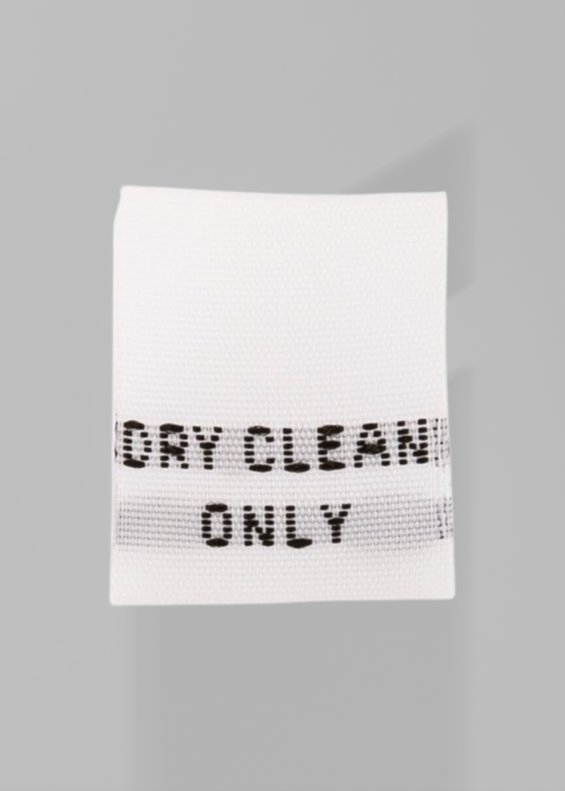 Dry Clean Only" Fabric Tags - 3/4" x 5/8" - 100/Pack
